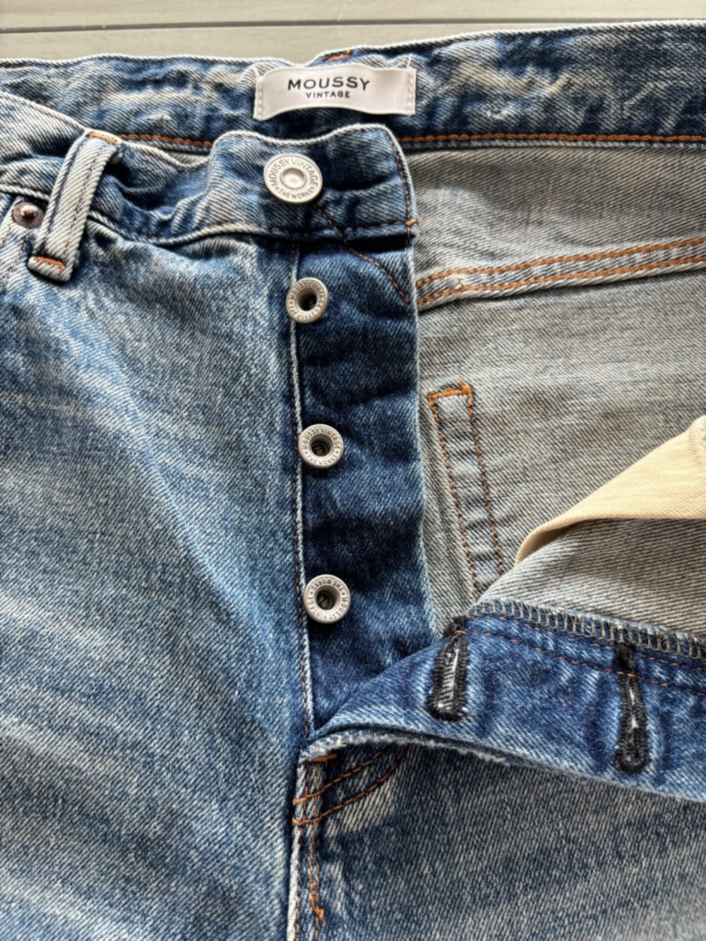 Moussy Light Blue Boyfriend Jeans - Distressed Hem - Picture 4 of 8